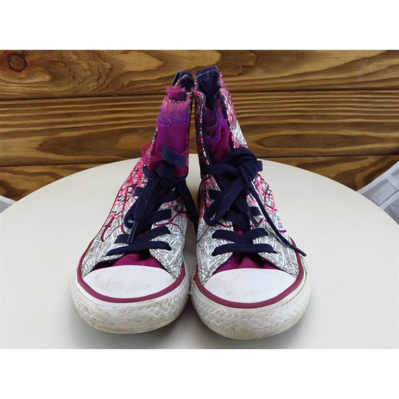 Converse Sz 1 Shoes Girls Youth Sneaker Purple Fabric Lace Up - Picture 3 of 10
